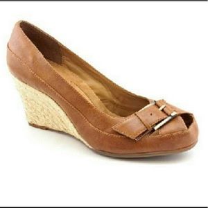 A2 by Aerosoles Farewell Leather Peep Toe Wedge